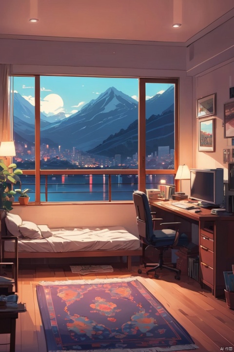 cartoon movie poster, room of Alena Aenami, Exquisite decoration, neat and tidy, sort, indoor, anime realism, detailed background, (masterpiece, best quality, perfect composition, very aesthetic, absurdres, ultra-detailed, intricate details, Professional, official art, Representative work:1.3)