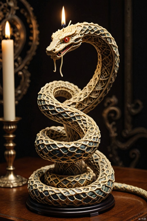 mad-candle snake, Mechanical body, (best quality, masterpiece, Representative work, official art, Professional, Ultra intricate detailed, 8k:1.3)