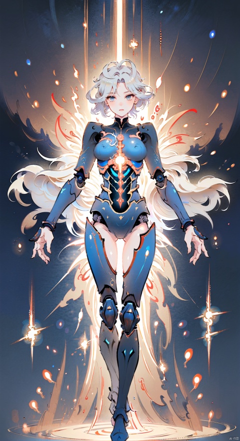  The game -Tower of Fantasy, the character -NEMESIS, (a half-human, half-mechanical beauty: 1.4), (wearing a black combat soft armor: 1.2), soft armor is inset with red, white, and gold decorations, both highlight her half-human, half-mechanical characteristics, but also give her a mysterious charm. Her long hair hung loose behind her, flowing gently, in stark contrast to the grim style of the outfit. There was a firmness in her eyes, as if she were ready to fight for justice whenever and wherever she could