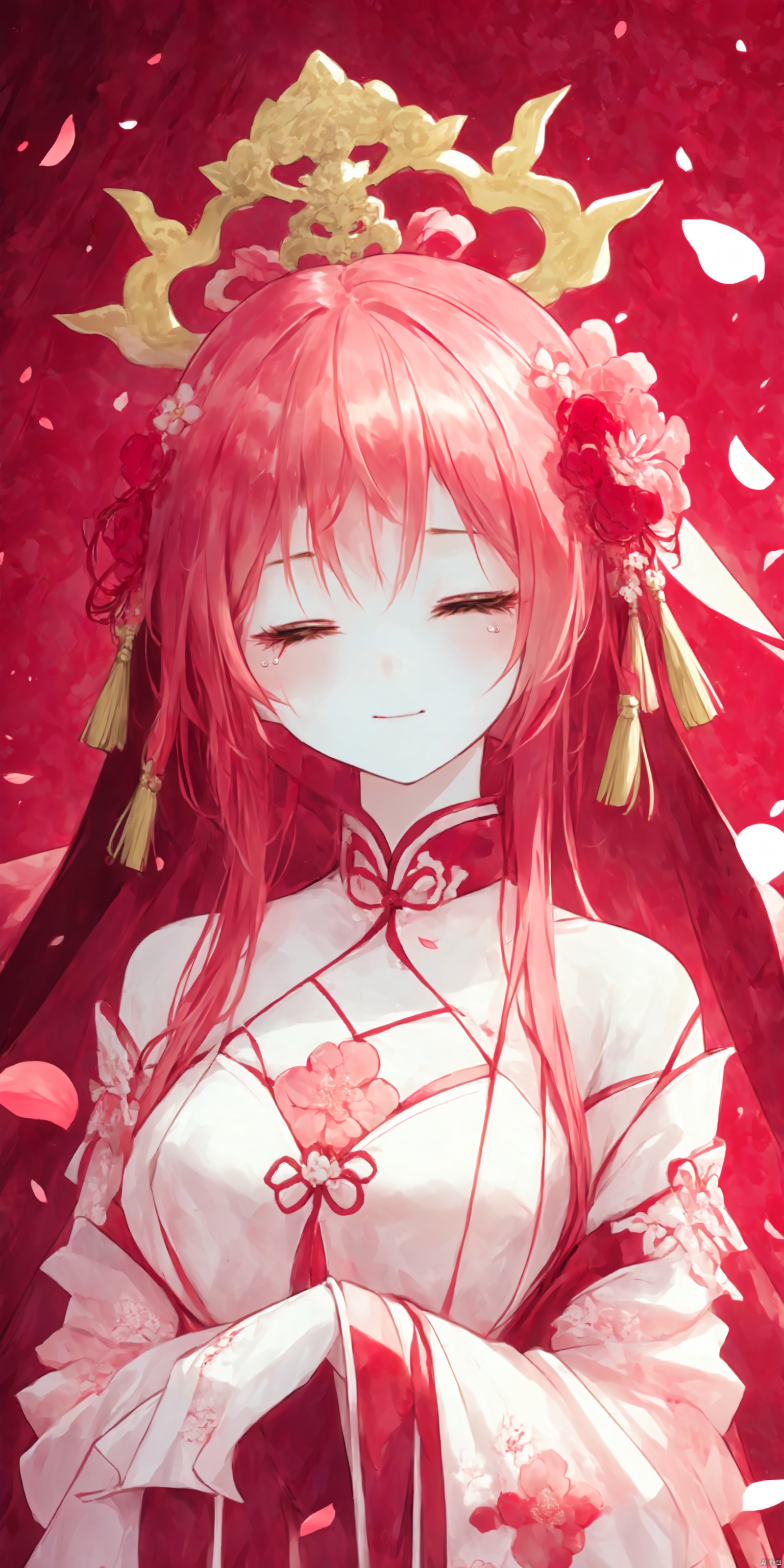  girl1girl, long hair, solo, veil, flower, closed eyes, dress, smile, wedding dress, hair ornament, petals, dated, ribbon, tears, bouquet, bridal veil, signature, hair flower, red hair, crying, white background, pink hair, upper body, masterpiece, top quality, horror, theme, masterpiece, masterpiece, top quality, no humans, scenery, red theme, night, Ylvi-Tattoos, horror, theme, Tombstone, Grave, cute girl, Paper man, Paper dowry, Dowry, Bride of Horrors, Oni Shin Musume, Paper sedan chair, Sedan chair, horror, Demon Bride, The wedding dress is new, Bride's robe, Red wedding dress, Oni Shin Musume, Underworld wedding, The yin is strong, Ghost Love, It's not pure, The dead in vain, The heart is restless, Lonely and cold in the month before the grave, The cemetery is grass-colored and tear-stained, The dusty past is like smoke, There was no end to the sigh of sorrow, White wedding dress, best quality, best quality,,(masterpiece, top quality, best quality),horror (theme),
masterpiece,(masterpiece, top quality, best quality, ((no humans)), scenery, red theme, night, Ylvi-Tattoos, horror (theme),Tombstone, Grave, cute girl, (\shuang hua\), purdress, hanfu, backlight, Chinese weddingdress, Dragon and girl, chineseclothes, hydress-hair ornaments