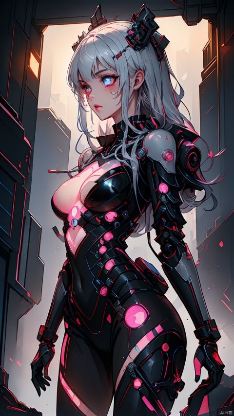  Mechanical body, mechanization, exquisite and beautiful facial features, cyberpunk style, cyberpunk lighting, gorgeous style, eyes flashing with dazzling light, yxch, fantasy