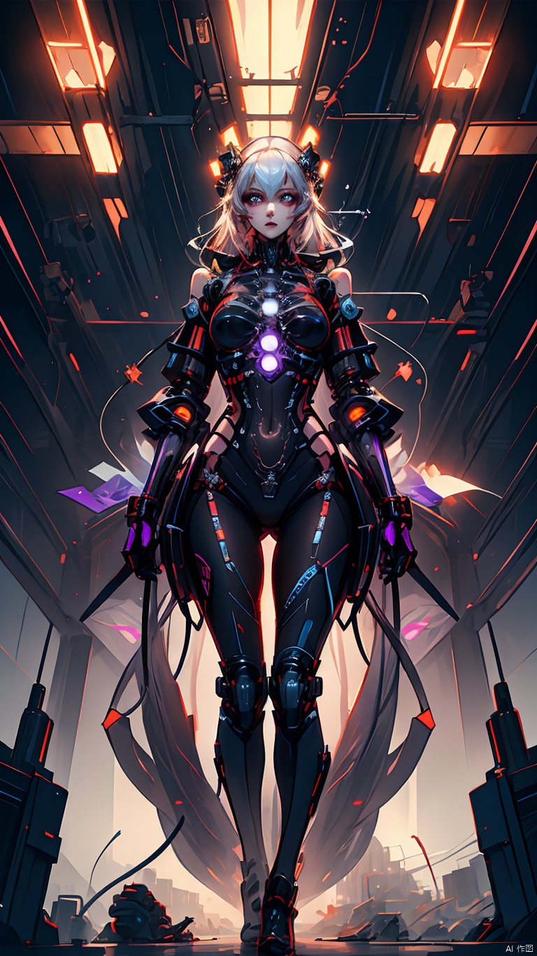  Mechanical body, mechanization, exquisite and beautiful facial features, cyberpunk style, cyberpunk lighting, gorgeous style, eyes flashing with dazzling light, yxch, fantasy