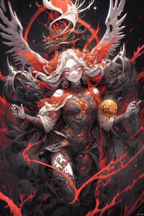  Envision a scene where the demons, having conquered heaven, now revel in their victory. The colors are dark and twisted, with the demons' forms contorted in expressions of cruel delight as they defile the once holy ground of the celestial realm., zgct color, 1girl, best quality