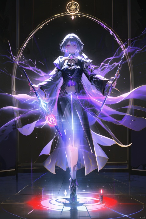  1 girl, sorceress apprentice, casting a powerful spell, wand in hand, glowing runes encircling her, cape fluttering in the magical breeze, standing in a mystic circle, surrounded by swirling potions and bubbling cauldrons, ancient tomes open nearby, eyes focused and determined, hint of mischief in her smile, purple aura shimmering around her, magical energy crackling in the air, mysterious symbols carved into the stone floor, dimly lit chamber with candles flickering, creating a dramatic and enchanting atmosphere.
, robinSR, 1girl,a girl named heitiane