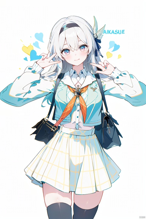  masterpiece, best quality,1girl, alternate costume, solo, bag, looking at viewer, blush, plaid, charm (object), bag charm, bangs, contemporary, sidelocks, jewelry, character name, female woman, white background, 
\\\\\\\\\
nai3, masterpiece, best quality,1girl, school uniform, alternate costume, solo, skirt, bag, necktie, multicolored hair, looking at viewer, blush, plaid skirt, school bag, plaid, charm (object), bag charm, sidelocks, jewelry, pleated skirt, green skirt, white shirt, green necktie, collared shirt, character name, female child, white background,school_uniform,school_girl,school_uniforms,
\\\\\\\\\\\,
liuying,1girl,blue eyes,hairband,long hair,black hairband,
