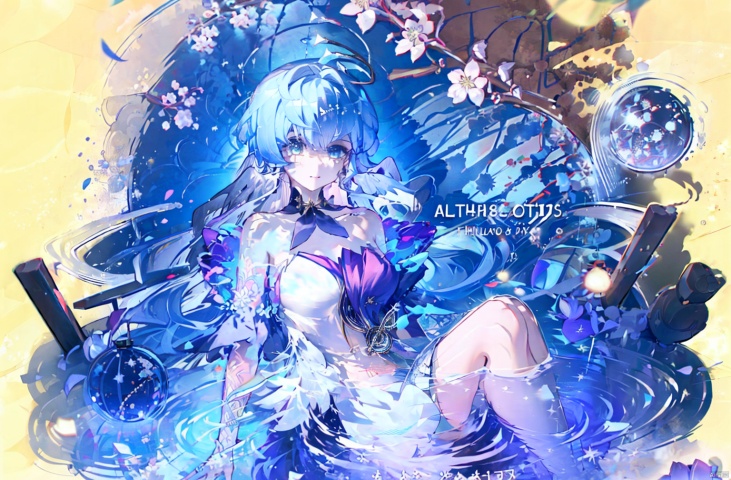  masterpiece, best quality,1girl, alternate costume, 
\\\\\\\\\
 1girl, solo,  flower, lantern, water, ripples, bangs, white_flower, looking_at_viewer, full_body, copyright_name, reflection, lying,
\\\\\\\\\\\,
liuying,def clothe,1girl,black thighhighs,blue eyes,hairband,long hair,black hairband,fingerlessgloves,skirt,
, haoche,tattoo on stomach,illugame, girl