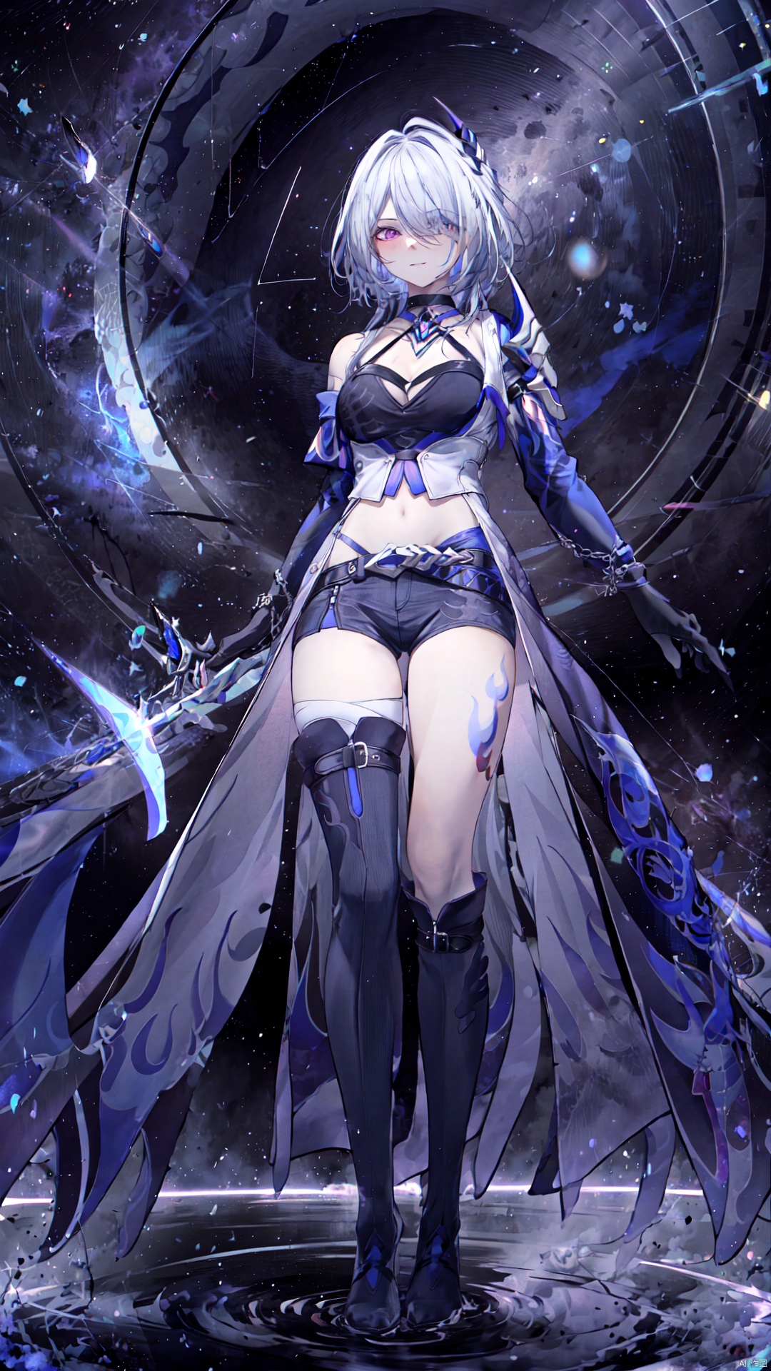  1girl,braid,solo,long_hair,barefoot,blush,collarbone,planetarium,Spacesuit,astronaut girl,Astronaut,astronaut helmet,universe background,universemarvel,宇宙空间,Observatory,astronomicalclock,astrophotography,黄道经纬仪,天文望远镜,地动仪,黑色瓷砖地板,reflective eyes,shiny clothes,reflective floor,glowing eyes,Glowing ambiance,,Cool tones,COLDlight,地平经纬仪,摄影机,device,仪器,Amechanical,观测站,radio telescope,StarTrails,xingchen,天象仪,纪限仪,booklet,Promotional posters,The suspended Earth,suspended in the air,theplanet,星球模型,Chinese Character,Foucault pendulum,A beautiful female,Full bodydiagram,极致光影,极致画质,极致细节,机制色彩,,ultra-detailed,Super detailed details,Super detailed background,Highest Quality,Highest Resolution,Highest picture quality,8K Resolution,8K HD,8K picture quality,8K rendering:1.0,8K wallpaper,coatdown,橙色羽绒服,beautiful woman with white hair,Gray Hair,red pupil,slit pupils,White Sneakers,Leg ring,sunglasses,Sci-Fi,Sci-fistyle,透明袖套,Dindahleffect,丁达尔光,xingchen,star hair ornament,,starry sky,Astral,gloves,necklace,pendant,short hair,evil smile,1girl,full body,spread arms,camera,body stocking,striped socks,fingerless gloves,Lace Bra,Lacelingerie,镭射背心