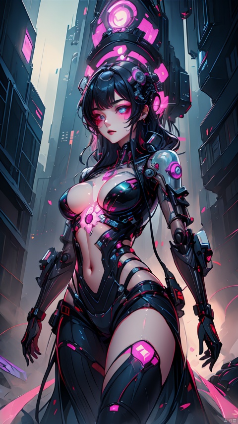  Mechanical body, mechanization, exquisite and beautiful facial features, cyberpunk style, cyberpunk lighting, gorgeous style, eyes flashing with dazzling light, yxch, fantasy
