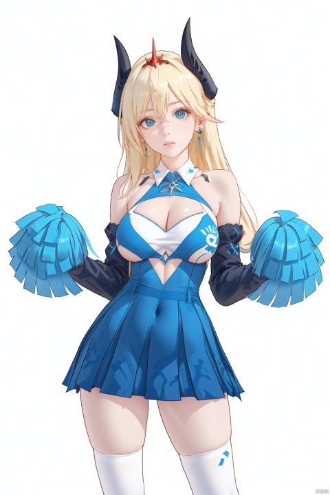  8k, best quality, masterpiece, (ultra-detailed:1.1), (high detailed skin), miyuki, Art style, clean and crisp picture, 1girl, breasts, solo, green eyes, pom pom (cheerleading), cheerleader, long hair, thighhighs, skirt, looking at viewer, large breasts, panties, hibiki (cheerleader) (blue archive), cleavage, white thighhighs, navel, underwear,white background, cosplay, holding, simple background, parted lips, yellow panties, skindentation, holding pom poms, white skirt,pleated skirt, thighs, stomach, detached collar, bikini,
//////////////
nai3, 1girl, solo
\\\\\\\\\\\\\\
dyl,1girl,blonde hair,gloves,blue eyes,horns,breasts,,black singlethighhigh,earrings,jewelry,