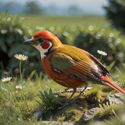 bird,flower,grass,Redbody,流光