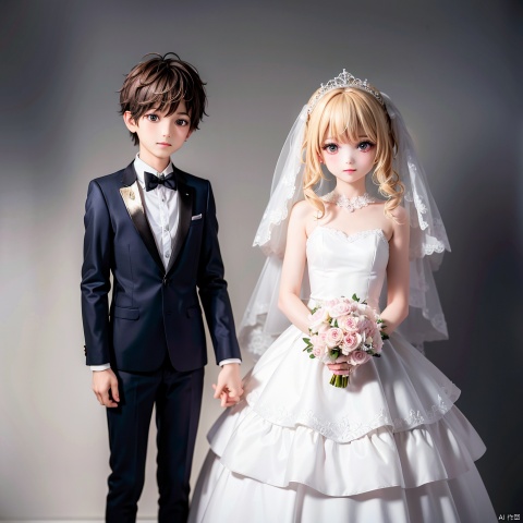 1girl,1boy,rose,wedding_dress,simple background,,love,romantism,masterpiece,