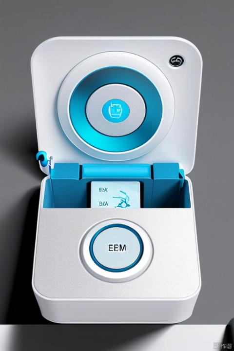 box,Medical equipment,White metallic texture,Round airbag button,Mechanical interface shall be reserved on the top,Sense of technology,Fashion,grace,Architecture,Modern Electronics,Display control panel, product design, emauromin style