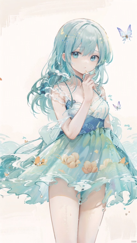  blue ru_qun,best_quality,head,original_outfit,hanfu,clear details,masterpiece, best_quality, clear details,1girl,garden background,, butterfly on finger,blue eyes,white hair,long hair,big eyes ,yuzu,liquid clothes,girl,Anime,azur lane, Chinese style, best quality, Apricot eye