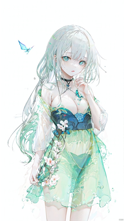  blue ru_qun,best_quality,head,original_outfit,hanfu,clear details,masterpiece, best_quality, clear details,1girl,garden background,, butterfly on finger,blue eyes,white hair,long hair,big eyes ,yuzu,liquid clothes,girl,Anime,azur lane, Chinese style, best quality, Apricot eye