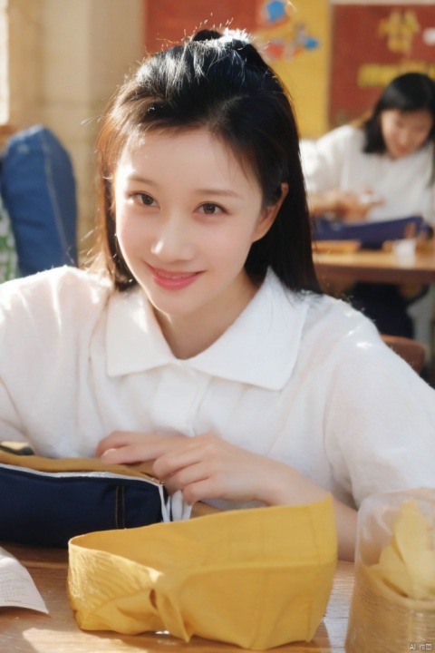  best quality, masterpiece, ultra high res,
A masterpiece capturing the beauty of a high school girl in the best quality and ultra high resolution. The detailed description focuses on specific image details, showcasing the girl's youthful charm, radiant smile, and stylish attire. The scene is set in a typical high school classroom, with students engaged in learning activities in the background. The atmosphere exudes a sense of youthful energy and optimism, creating a warm and inviting ambiance. The photography employs professional techniques, utilizing creative angles and compositions to highlight the girl's natural beauty and confidence., nhj