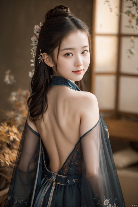 Best quality, masterpiece, photorealistic, 32K uhd, official Art,
1girl, laojun, solo, 1 girl, bare back