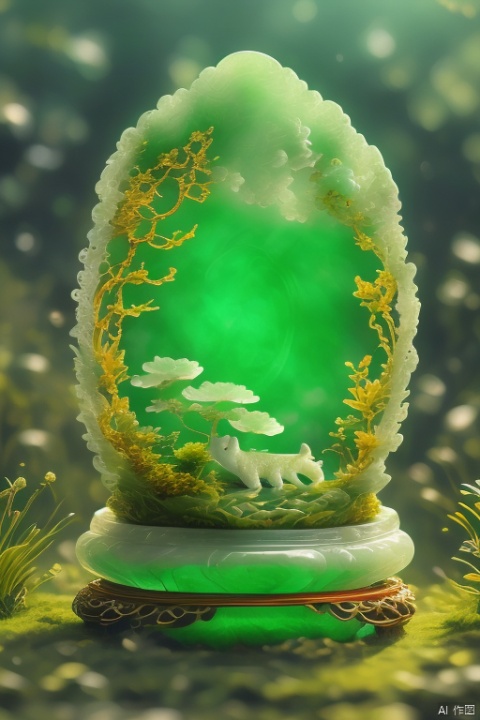 Best Quality, Very Good, 16K, Ridiculous, Very Detailed, Gorgeous Transparent White Jade Otter Background Grassland ((Masterpiece Full of Fantasy Elements))), ((Best Quality)), ((Intricate Details)) (8K)
