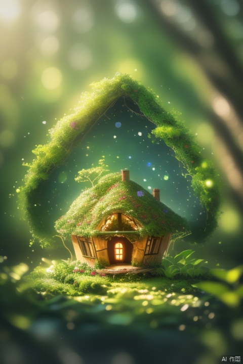 House built from trees,exist,So many elves（（best quality））, （（intricate details））, （（Surrealism））（8K）