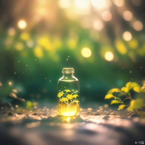 cherry tree in bottle, fluffy, realistic, atmospheric light refraction, photography by lee jeffries, nikon d850 film stock photo 4 kodak portra 400 camera f1.6 gun, colorful, ultra realistic textures, theatrical lighting, Unreal Engine trends on artstation cinestill 800, style-glass