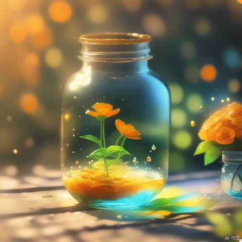 (Masterpiece), (Best Quality), Illustration, Super Detailed, HDR, Depth of Field, (Colorful), ,(Flowers Background:1.45),(Transparent Background:1.3)(an extremely delicate and beautiful girl inside of glass jar :1.2), (glass jar:1.35), (lone:1.2), (whole body), (beautiful and delicate eyes, beautiful and delicate face:1.3), (sitting), (very long silky hair, white hair: 1.15), (ease_chest, tally and thin: 1.2), (colorful clothes: 1.3), (exceptionally fine lace: 0.3), (exceptionally fine decoration: 0.3), (headband, orange hair_decoration: 1.25), orange jar, water surface, whole body, (bottle filled with orange water, bottle filled with Fanta: 1.25), (many fruit in a jar, many pieces_fruit in a jar: 1.25), (lots of bubbles: 1.25),