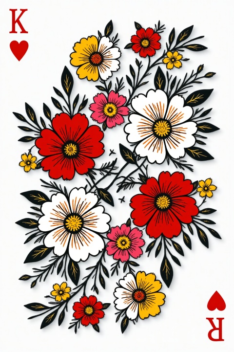 Poster design style, minimalist style, bold and avant-garde 3D three-dimensional picture design, fusion of dotted silk flower embroidery techniques, wide structure, obvious horizontal stretching, tension, Suzhou embroidery line art arrangement and combination, ethereal and beautiful, geometric curve cutting of embroidery art, compact space, parallax misalignment, splicing and combination, retaining the ornamental value while enhancing the future visual flow effect. Beautiful atmosphere, advanced aesthetics, master style. Elegant color matching, crystal craftsmanship, playing card K of Hearts