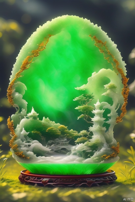 Best Quality, Very Good, 16K, Ridiculous, Very Detailed, Gorgeous Transparent White Jade Otter Background Grassland ((Masterpiece Full of Fantasy Elements))), ((Best Quality)), ((Intricate Details)) (8K)