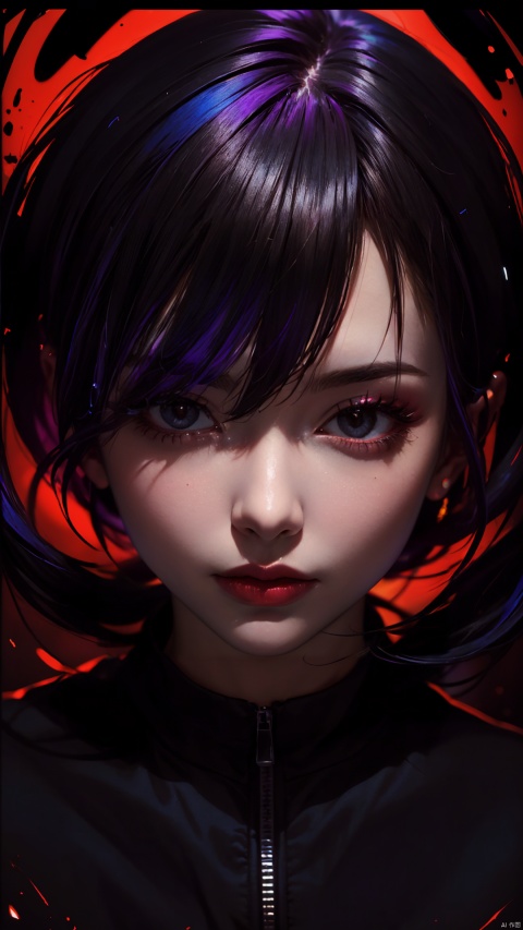 This artwork is an abstract art piece created in the style of Yuko Shimizu, with a dark red theme and a dark overall tone. It depicts a girl. It is a masterpiece of the highest quality, with ultra-high resolution.

neon lights, and vibrant colors, creating a stunning beauty. The entire scene is clean, futuristic, and of excellent quality. The highlights of blue and purple-red contrast sharply with the deep purple shadows, presenting a cinematic, high-definition, and gripping effect that is filled with exquisite delicacy.