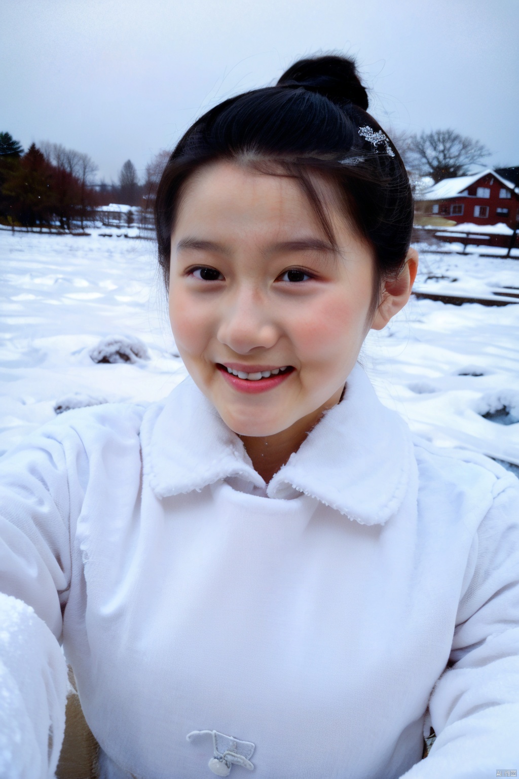  (Masterpiece),(Ultra High Resolution), joyfully playing snowball fight in heavy snow. faces are filled with happy smiles, and snowflakes are falling on their hair and collars. The surrounding is a vast expanse of white snow, only their footprints disturbing the purity. Snowflakes in the sky fall like cotton candy, adding a touch of sweetness to this winter scene. This is a vibrant and joyful winter afternoon, Fashion Style,jellyfishforest, takei film, 1girl, tianxiu,moyou, tongtong