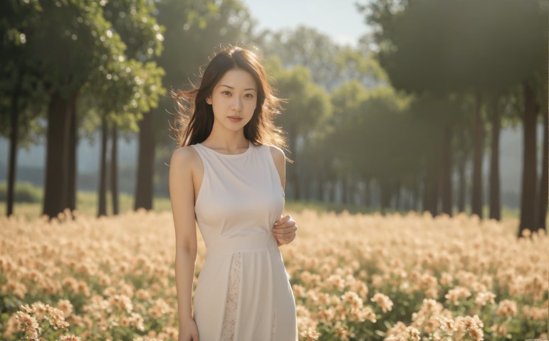  masterpiece, best quality, ultra high res, sexy beauty, slim figure, middle breasts, wearing lace maxi dress；A young girl with a slim figure and a large chest is wearing a long lace dress. She is standing in a field of flowers, with the sun shining on her face. The wind is blowing through her hair, and the flowers are swaying in the breeze. She is looking over her shoulder at the camera, with a seductive expression on her face. The field is filled with a variety of colorful flowers, and the air is filled with the scent of jasmine. The atmosphere is romantic and sensual. The camera is focused on the girl's body, with a shallow depth of field, chenchen, SaayaIrie, jiaxin, tong, tongtong, yanba, zuo, xiaoyuer, xueping, hongzhenyin, nana, xiaowen, chuxi, yangmi, xuemei, chunchun, mojing, xiaonizi, jiejing, xiaofei, xueli, lianhua2.0, lingsha, ajuan, mengqi, rela, hongxia, quanzhen, tianxiu