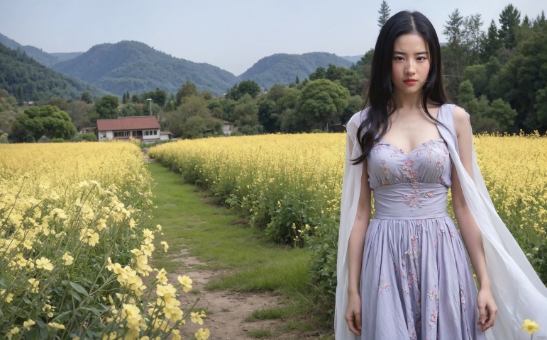  masterpiece, best quality, ultra high res, sexy beauty, slim figure, middle breasts, wearing lace maxi dress；A young girl with a slim figure and a large chest is wearing a long lace dress. She is standing in a field of flowers, with the sun shining on her face. The wind is blowing through her hair, and the flowers are swaying in the breeze. She is looking over her shoulder at the camera, with a seductive expression on her face. The field is filled with a variety of colorful flowers, and the air is filled with the scent of jasmine. The atmosphere is romantic and sensual. The camera is focused on the girl's body, with a shallow depth of field, chenchen, SaayaIrie, jiaxin, tong, tongtong, yanba, zuo, xiaoyuer, xueping, hongzhenyin, nana, xiaowen, chuxi, yangmi, xuemei, chunchun, mojing, xiaonizi, jiejing, xiaofei, xueli, lianhua2.0, lingsha, ajuan, mengqi, rela, hongxia, quanzhen, tianxiu, zhangling, wuyun, vivian chow, caishaofen, cx, liuyife