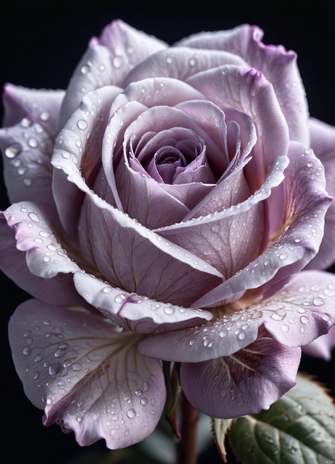 Macro Photography, a light purple rose, high-resolution photograph, close-up, macro 100mm, macro photography, extremely delicate details, hdr, raw, studio lighting,
