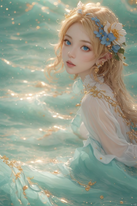  Illustrative style,1girl,front view,full body:1.4,young woman elf,cute cartoon character,She wore a garland of flowers on her head,Long blonde hair,blue eyes,vibrant colors,colorful,cute,adorable,intricately-detailed,delicate,beautiful,stunning,breathtaking,intricate detail,insanely high detail,volumetric lighting,fantasy background.flat,best quality,TT seecolor Flower field,