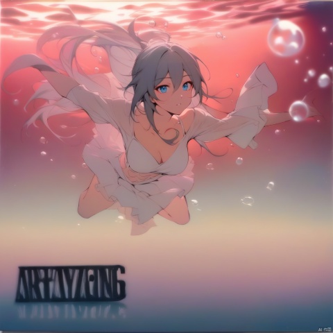  [[fu hua(honkai impact 3rd)]], nai3, 1girl, solo, artstyle,best quality,amazing quality,very aesthetic,absurdres,traditional media,female focus, 
1girl, solo, long hair, skirt, ribbon, blue eyes, grey hair, parody, cover, bubble, underwater, air bubble, album cover