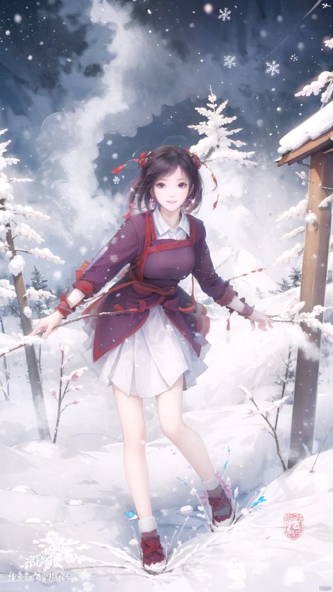 (Masterpiece),(Ultra High Resolution), joyfully playing snowball fight in heavy snow. faces are filled with happy smiles, and snowflakes are falling on their hair and collars. The surrounding is a vast expanse of white snow, only their footprints disturbing the purity. Snowflakes in the sky fall like cotton candy, adding a touch of sweetness to this winter scene. This is a vibrant and joyful winter afternoon, Fashion Style,jellyfishforest