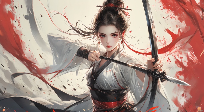 National style, Hanfu, girl with a sword in her hand