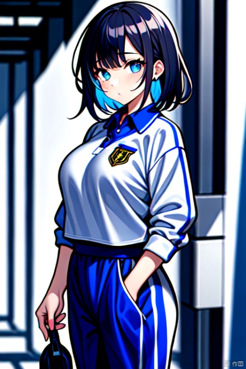  1girl, CHN_school_uniform, chinese_school_uniform, collared_shirt, bangs, black_hair, multicolored_hair, cowboy_shot, pants, buddhism temple,,<lora:660447313082219790:1.0>