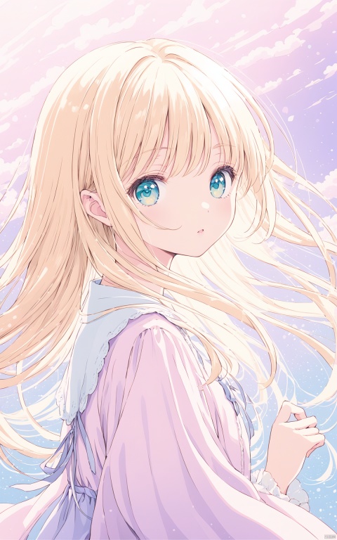 An illustration of a beautiful girl in a manga style, inspired by the works of Hayao Miyazaki. The girl has flowing blonde hair and captivating eyes, radiating a sense of innocence and charm. The art style is vibrant and colorful, with a mix of pastel tones and vibrant hues. The lighting is soft and natural, highlighting her delicate features. The atmosphere is whimsical and enchanting, transporting the viewer to a dreamlike world.