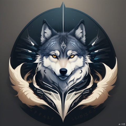 a very cool looking logo , wolf in space,  vector, text "Wolf-Systems",  , best quality, masterpiece, sharp