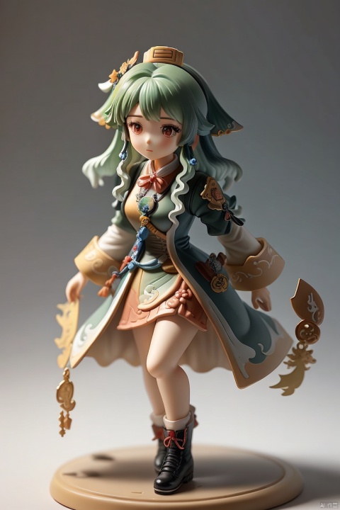 (figurine style), huohuo (honkai star rail),1girl,standing,simple_background,hair ornaments