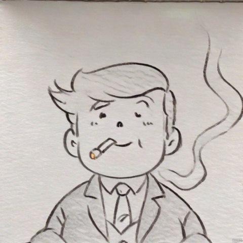 Donald Trump,1man,smoking,
,traditional media,greyscale,monochrome,