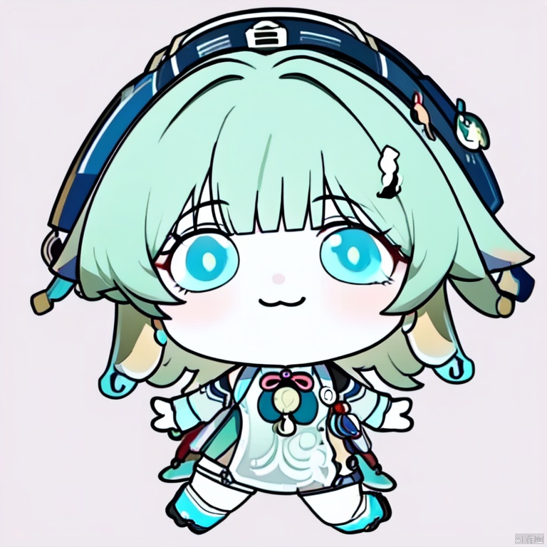  big-face,1girl,blue eyes,hair ornament,,huohuo \(honkai star rail\),chibi,style-parody,full body, huohuo \(honkai star rail\), chibi