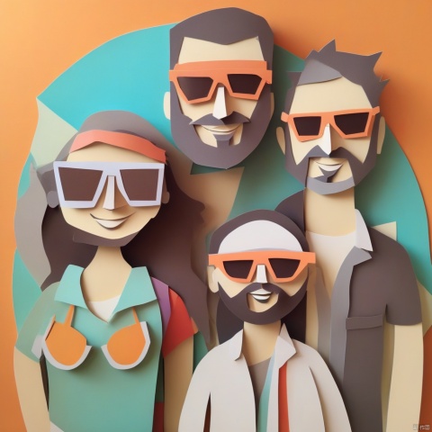art, person, man, woman, couple, poster, goggles, sunglasses, picture, illustration, drawing, make, wear, flower, photo, stand, girl, face, frame, pose, cup, collage, mask, color, paper, love, shape, beard, 