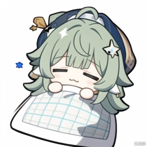 under-covers, chibi, blanket, open_eyes, huohuo (honkai star rail)