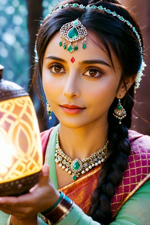  Main Character:a kind and courageous young woman.Magic Item:A glowing mirror that allows Rani to travel to different worlds.