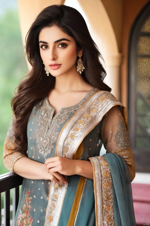  a beautiful pakistani girl who is a celebrity, has perfect symetric and aesthetic face structure, and is the personification of exotic, classy aestheticamazight