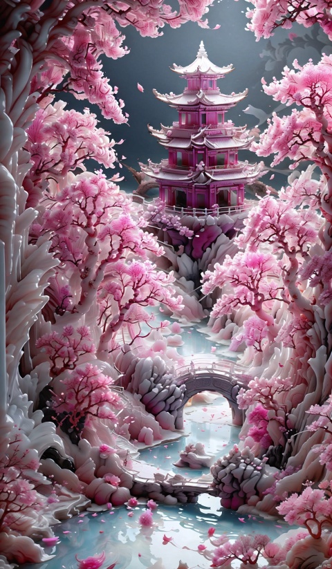 Enchanted Cherry Blossom Grove: Step into the enchanted cherry blossom grove where delicate petals drift like colorful whispers through the air, creating a sense of fleeting beauty and renewal. Blossom fae, adorned in blossoms of pink and white, share tales of the grove's ephemeral splendor. Cherry blossom motifs painted on silk banners herald the grove's delicate charm.