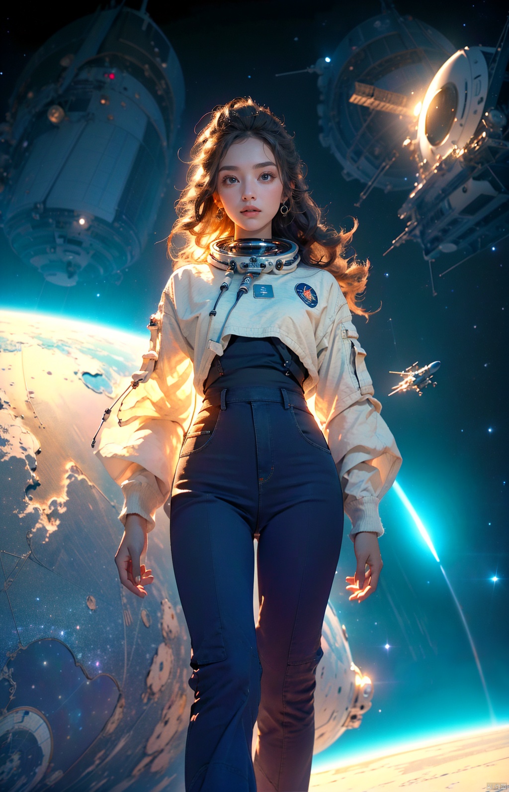  (((masterpiece))), best quality,realistic,(best quality), {{masterpiece}}, {highres}, original, extremely detailed 8K wallpaper),

1 girl, solo, (Spacecraft engineer: 1.1), designing and constructing highly detailed spacecraft for interstellar exploration, her blueprints and engineering plans reflecting her commitment to precision and safety, pushing the boundaries of space travel.
