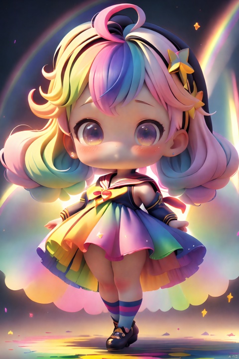  ((extremely detailed CG)),((8k_wallpaper)),(((masterpiece))),((best quality)),watercolor_(medium),((beautiful detailed starry sky)),cinmatic lighting,loli,princess,very long rainbow hair,side view,looking at viewer,full body,frills,(far from viewer),((extremely detailed face)),((an extremely delicate and beautiful girl)),((extremely detailed cute anime face)),((extremely detailed eyes)),(((extremely detailed body))),(ultra detailed),illustration,((bare stomach)),((bare shoulder)),small breast,((sideboob)),((((floating and rainbow hair)))),(((Iridescence and rainbow hair))),(((extremely detailed sailor dress))),((((Iridescence and rainbow dress)))),(Iridescence and rainbow eyes),beautiful detailed hair,beautiful detailed dress,dramatic angle,expressionless,(big top sleeves),frills,blush,(ahoge)