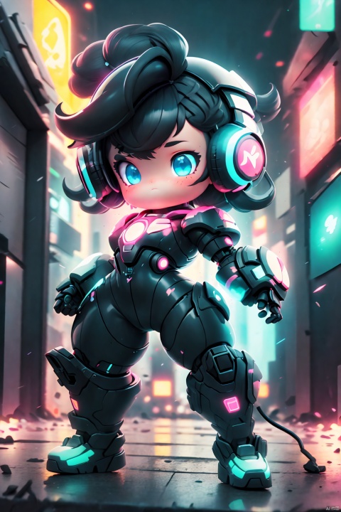  1girl,stealth stance,cybernetic enhancements,short black hair,blue eyes,high-tech Tight combat suit,Invisible night clothes,Black matt clothing material,neon cityscape,neon glow,focused expression,dynamic pose,neon reflections,Whole body,Holding a combat helmet in his right hand,Combat helmet,Bundle hair,
