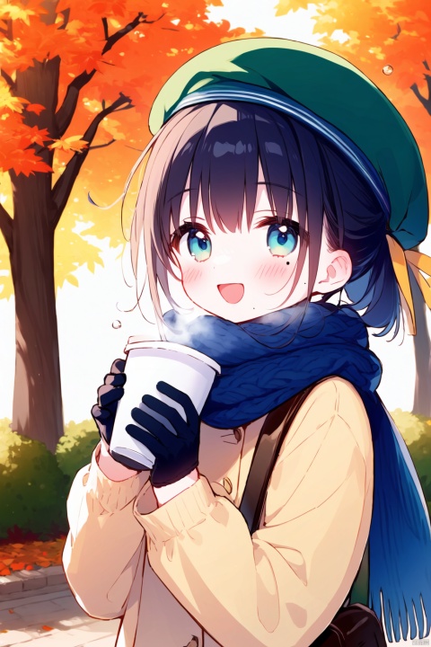 (((artist:nano))),loli,1girl, kamisato_ayato, kamisato_ayaka, 1boy, blue_eyes, brother_and_sister, bag, sweater, scarf, siblings, autumn_leaves, mole, ponytail, smile, holding, alternate_costume, blue_hair, outdoors, disposable_cup, hat, open_mouth, cup, tree, shoulder_bag, bangs, tress_ribbon, leaf, long_sleeves, coat, hair_ribbon, bubble_tea, ribbon, long_hair, looking_at_viewer, black_sweater, black_gloves, autumn, blunt_bangs, blush, beret, mole_under_eye, holding_cup, :d, open_clothes, blue_scarf